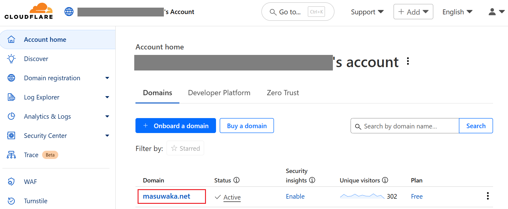 Cloudflare - Account home